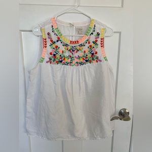 J Crew Embroidered Linen Sleeveless Top Size 14